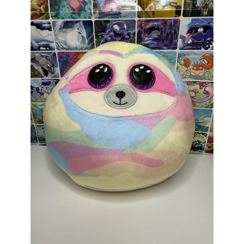 Ty Cooper Pastel Camo Sloth Plush Round Stuffed Animal 8"